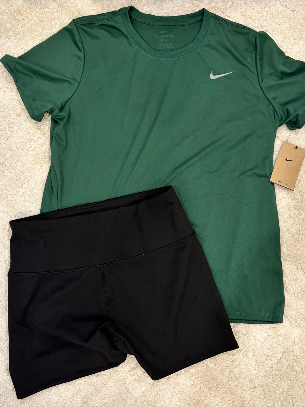 Nike Dri-FIT Green Athletic T-Shirt and RBX Black Shorts Set